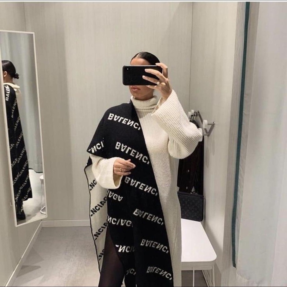 Balenciaga black and grey scarf